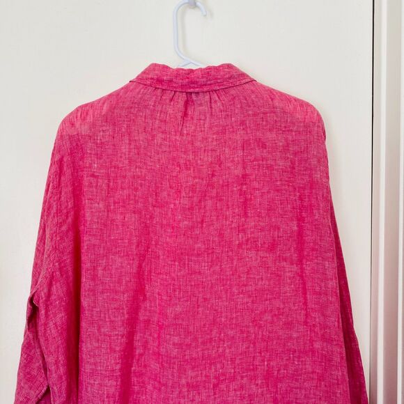 JONES NEW YORK Pink 100% Linen Pop Over Long Sleeve Lagenlook Top SIZE 2X - Picture 7 of 8